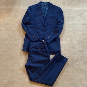 Thom Sweeney Navy Hopsack Men’s Single Breasted Suit IT 50